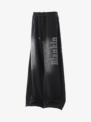 French Terry Distressed Gradient Drawstring Wide Leg Pants