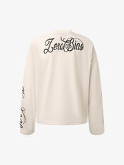 Retro Letter Print Waffle Simplicity Long-Sleeved T-Shirt
