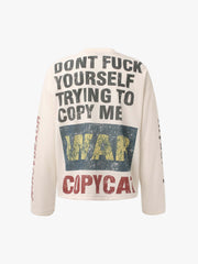 Waffle Knit Graphic Print Crewneck Sweatshirt