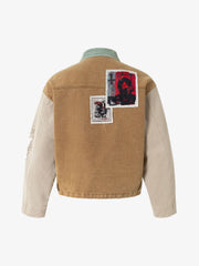 Punk Retro Collage Print Distressed Heavy Jacket