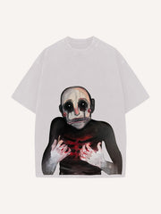 Artist abstract art hand-painted pure cotton washed short-sleeves