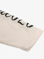 Retro Letter Print Waffle Simplicity Long-Sleeved T-Shirt