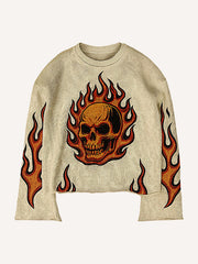 Flame Skull Handsome Warm Street Sweatshirt
