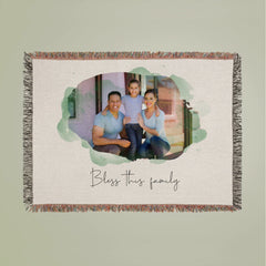 Bless this family Woven Blanket