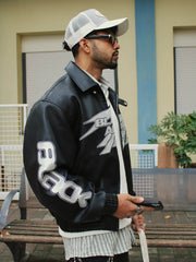 Faux Leather Vintage Street Black Air Jacket - 1821