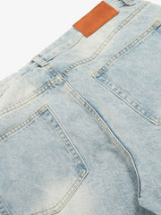 Denim Washed Distressed Barrel Jeans