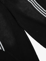 Denim Contrast Striped Stitching Barrel Jeans