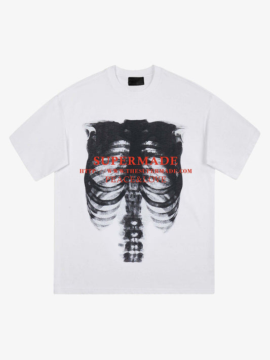 Thesupermade Skull Image Street Hip-Hop T-shirt