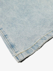 Denim Washed Distressed Barrel Jeans