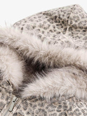 Cotton Cheetah Print Mink Fur Hooded Jacket