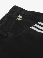 Denim Contrast Striped Stitching Barrel Jeans