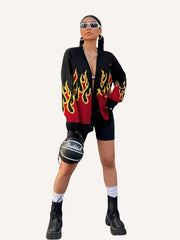 Flame cardigan knitted trendy warm sweater
