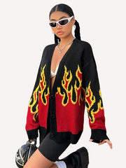 Flame cardigan knitted trendy warm sweater