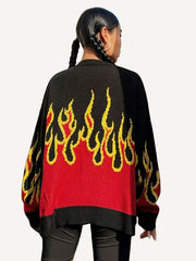 Flame cardigan knitted trendy warm sweater