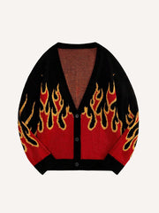 Flame cardigan knitted trendy warm sweater
