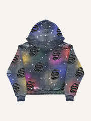 Starry sky distressed print comfortable trendy sweatshirt