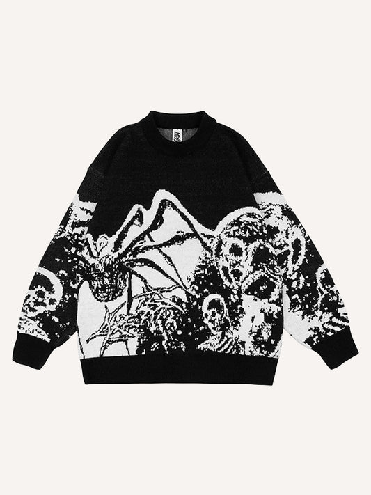 Giant Spider Skull Knit Sweater