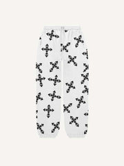 Cross&Letter Print Elastic Waist Pants