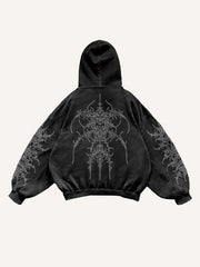 Graphic Print Slant Pockets Hoodie