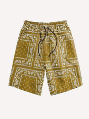 Paisley All Over Print Drawstring Waist Shorts