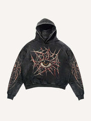 Eye&Letter&Graphic Print Slant Pockets Hoodie