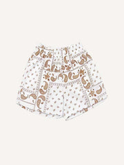 Paisley Print Mesh Elastic Waist Shorts
