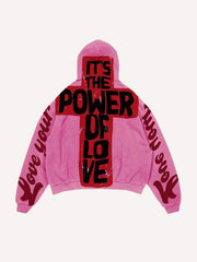 Love Your Little Angel&Cross Print Slant Pockets Hoodie