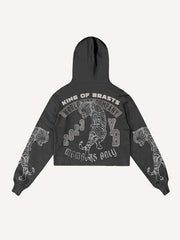 Tiger&Letter Print Drawstring Waist Two-Piece Set