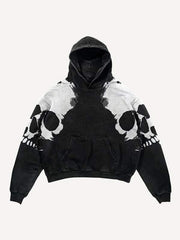 Skull Print Slant Pockets Hoodie