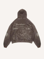 Cross&Juses Graphic Print Slant Pockets Hoodie