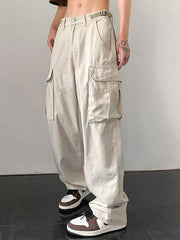 Multiple Pockets Flap Pocket Belted Cargo pants