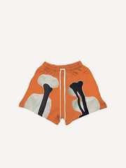 Skeleton Faux Decal Print Drawstring Waist Shorts