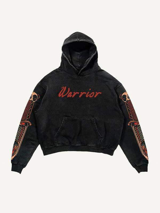 Ghost General&Dagger Print Slant Pockets Hoodie