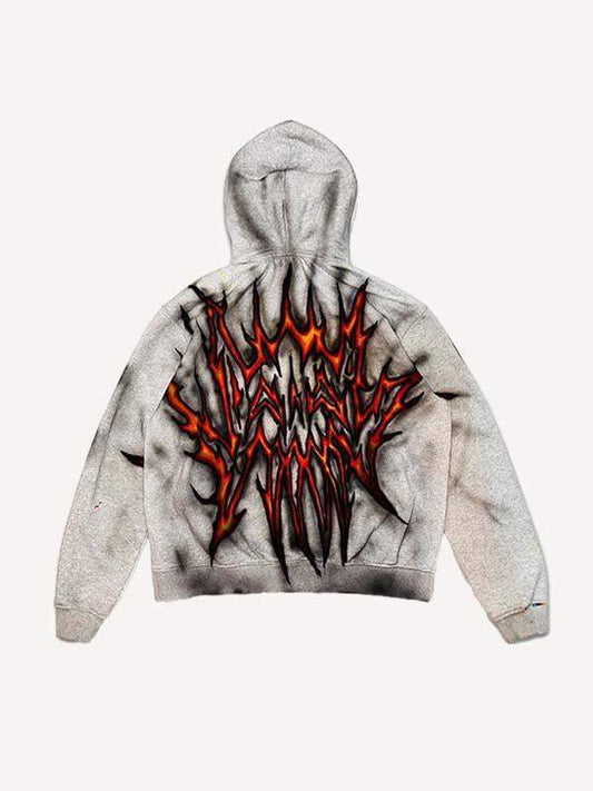 Graphic Print Slant Pockets Hoodie