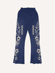 Star Graphic Print Elastic Waist Pants