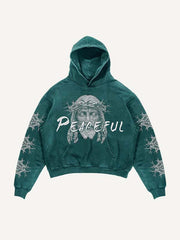 Jesus Pigeon Letter Faux Rhinestones Print Slant Pockets Hoodie