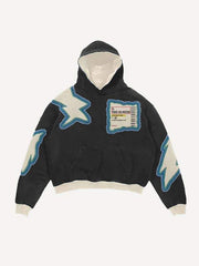 Medicine Bottle&Letter Faux Decal Print Slant Pockets Hoodie