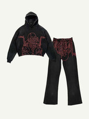 Skeleton Print Elastic Waist Two-Piece Set