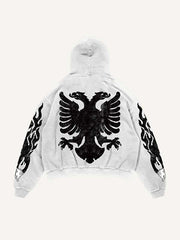 Eagle Graphic Print Slant Pockets Hoodie