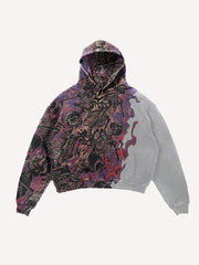 Fire Death Hell Skeleton Army Slant Pockets Hoodie