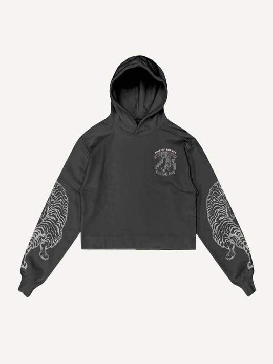 Tiger&Letter Print Drawstring Waist Two-Piece Set