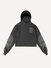 Tiger&Letter Print Drawstring Waist Two-Piece Set