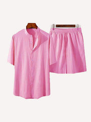 Solid Color Elastic Waist Two-Piece Set