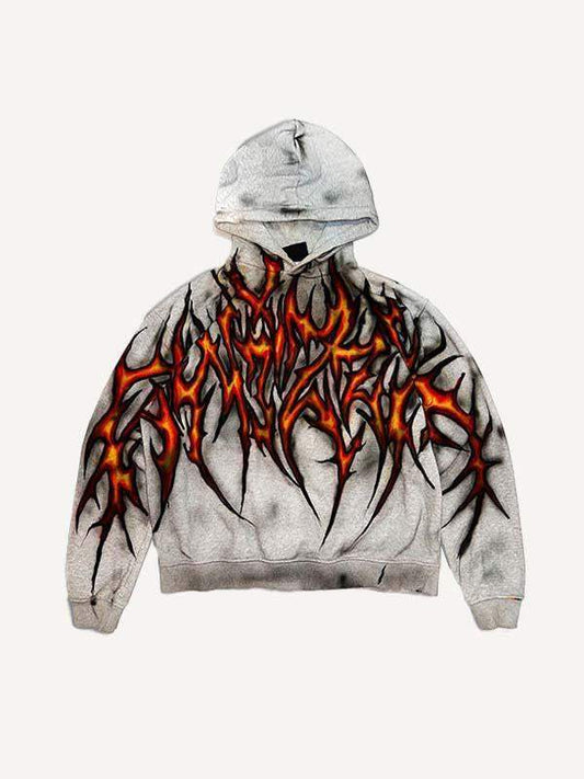 Graphic Print Slant Pockets Hoodie