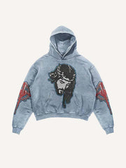 Jesus&Cross&Heart Faux Decal Print Slant Pockets Hoodie