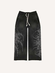 Graphic Print Elastic Waist Pants
