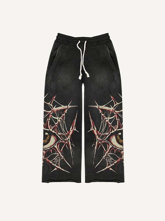 Eye&Letter&Graphic Print Elastic Waist Pants