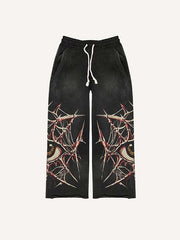 Eye&Letter&Graphic Print Elastic Waist Pants