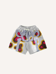 Skeleton Faux Decal Print Print Drawstring Waist Shorts