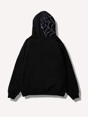 Vampire Fangs Skull Sequin Zip Up Hooded Coat